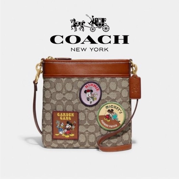 NWT Disney X Coach Kitt Messenger Crossbody Signature Textile Jacquard Patches - Picture 1 of 9